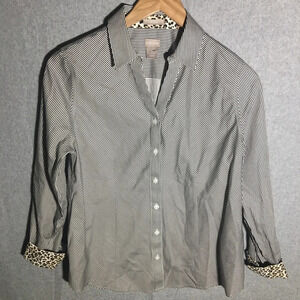 Womens Chicos Button Up Shirt Work Career Office Mixed Prints Contemporary